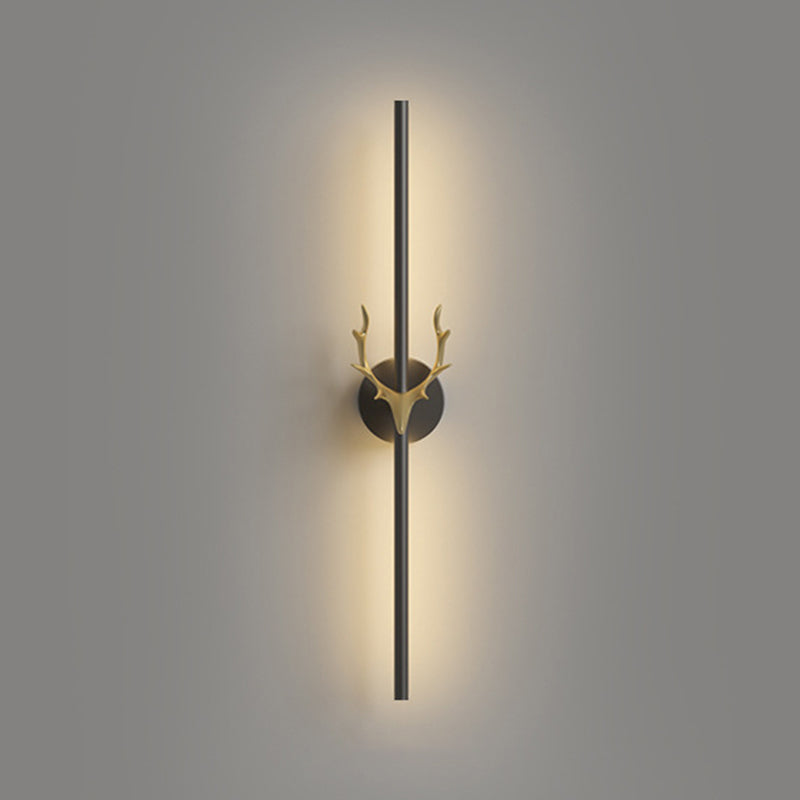 Modern Style Linear Shape Wall Sconce Metal 1 Light Sconce Lighting in Black for Bedroom