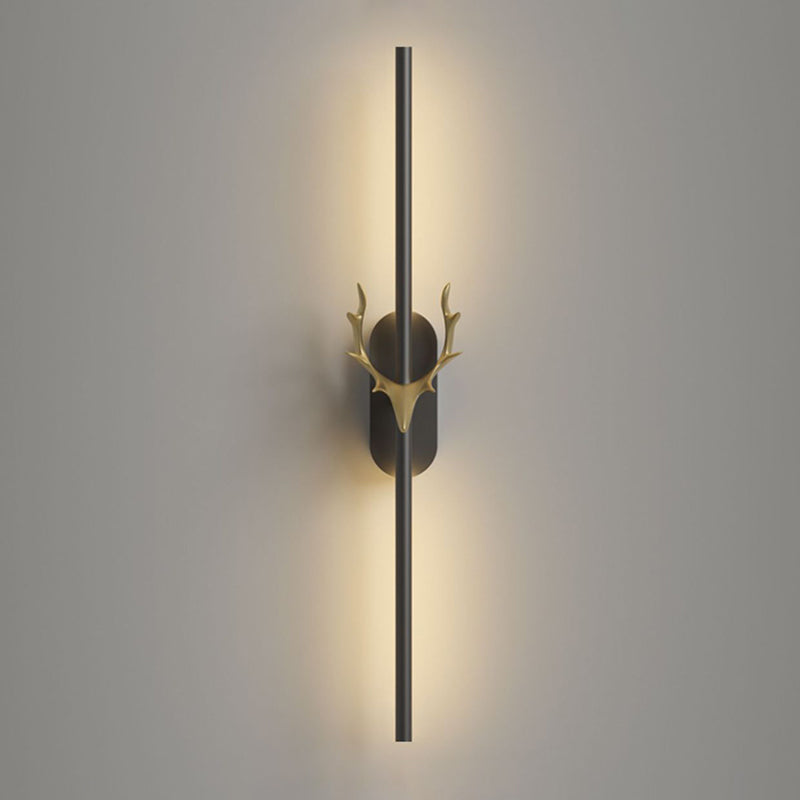 Modern Style Linear Shape Wall Sconce Metal 1 Light Sconce Lighting in Black for Bedroom