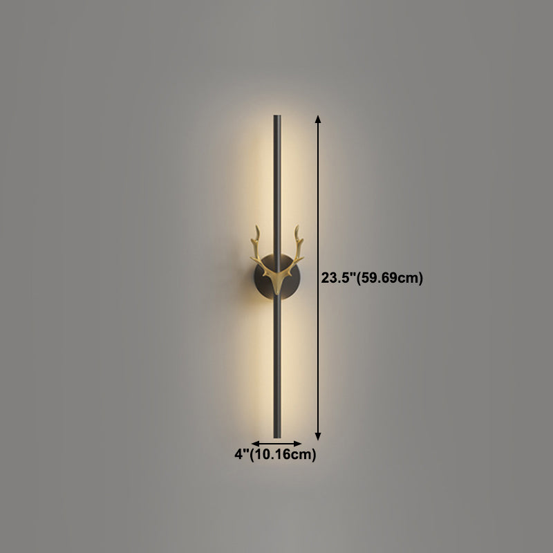 Modern Style Linear Shape Wall Sconce Metal 1 Light Sconce Lighting in Black for Bedroom