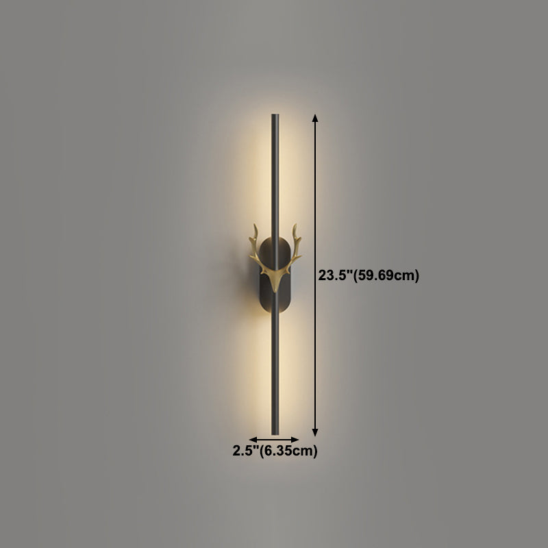 Modern Style Linear Shape Wall Sconce Metal 1 Light Sconce Lighting in Black for Bedroom