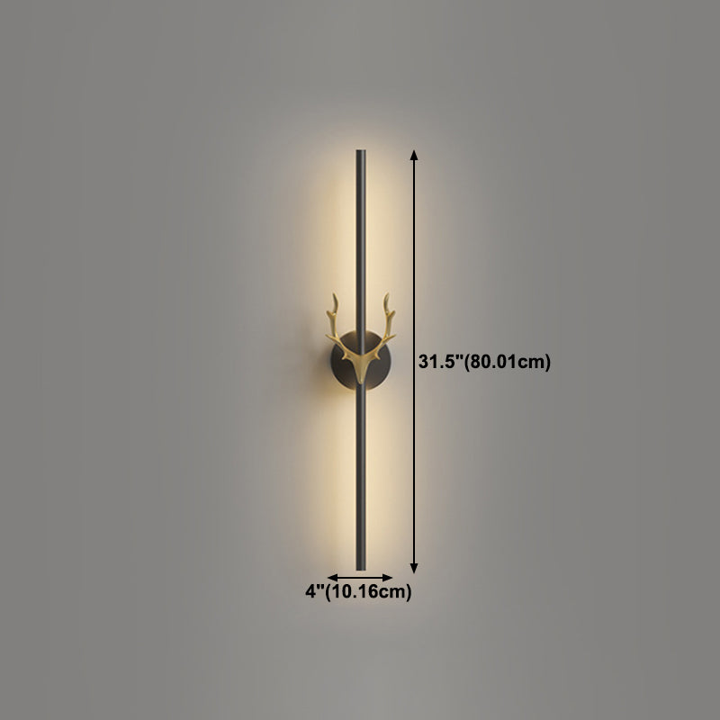 Modern Style Linear Shape Wall Sconce Metal 1 Light Sconce Lighting in Black for Bedroom