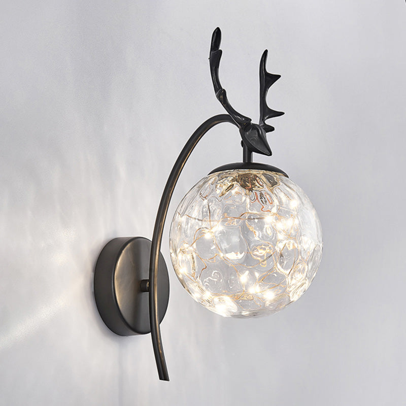 Modern Style Spherical Shape Wall Sconce Glass 1 Light Sconce Lighting for Bedside