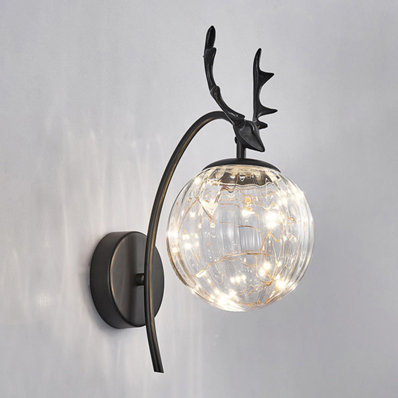 Modern Style Spherical Shape Wall Sconce Glass 1 Light Sconce Lighting for Bedside