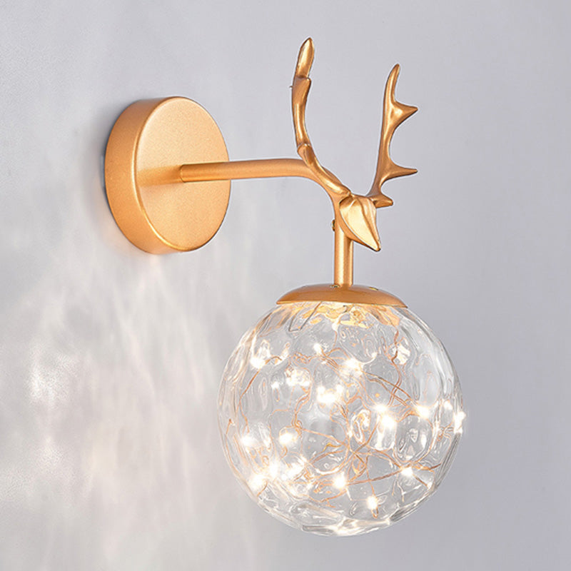 Modern Style Spherical Shape Wall Sconce Glass 1 Light Sconce Lighting for Bedside