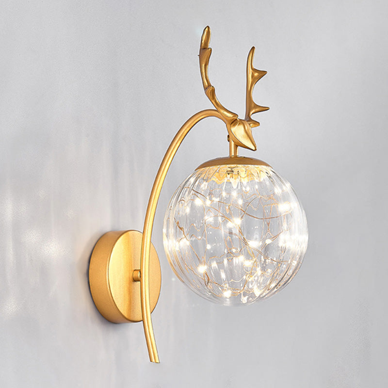 Modern Style Spherical Shape Wall Sconce Glass 1 Light Sconce Lighting for Bedside