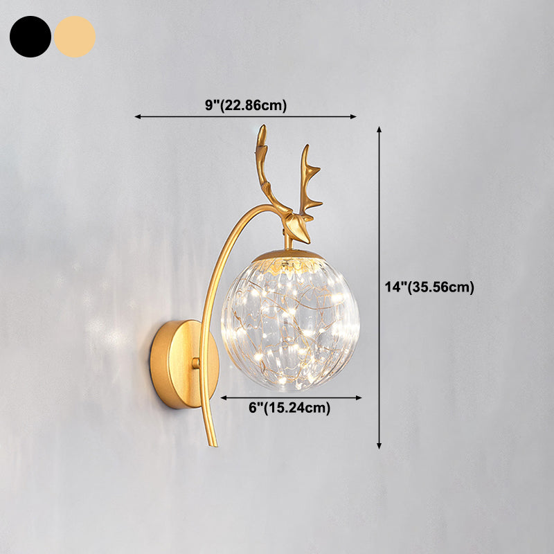 Modern Style Spherical Shape Wall Sconce Glass 1 Light Sconce Lighting for Bedside