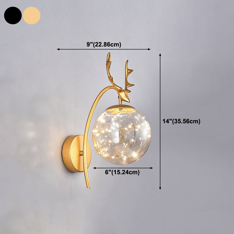 Modern Style Spherical Shape Wall Sconce Glass 1 Light Sconce Lighting for Bedside