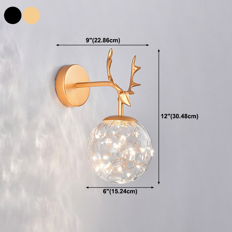 Modern Style Spherical Shape Wall Sconce Glass 1 Light Sconce Lighting for Bedside