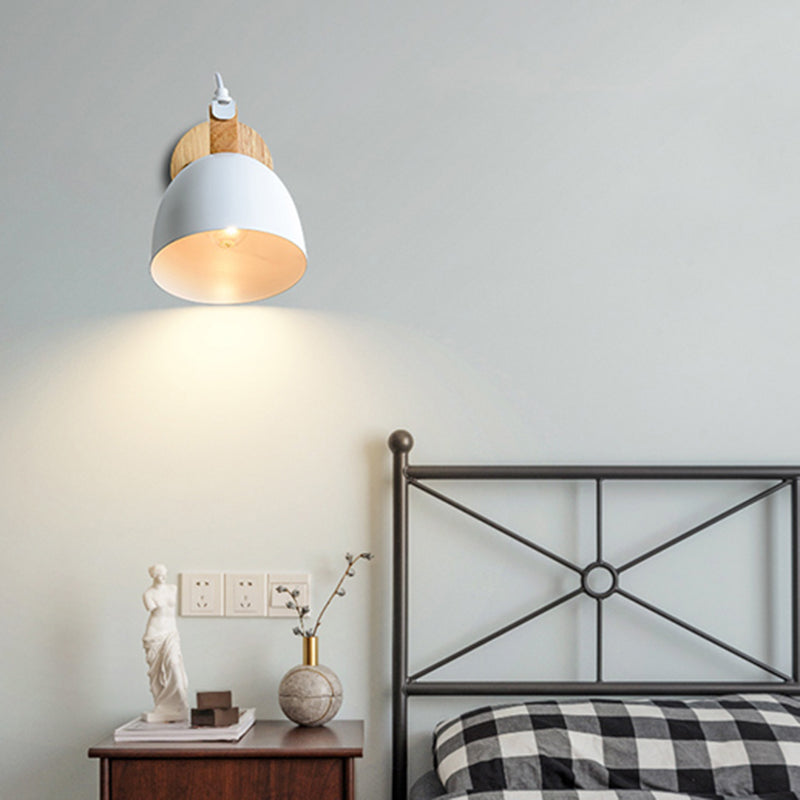 1-Light Wall Sconce Modern Macaron Style Metal Wall Lighting for Bedside