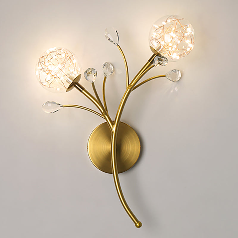 Glass Round Shape Wall Light Modern Style 2-Lights Wall Mounted Light Fixture