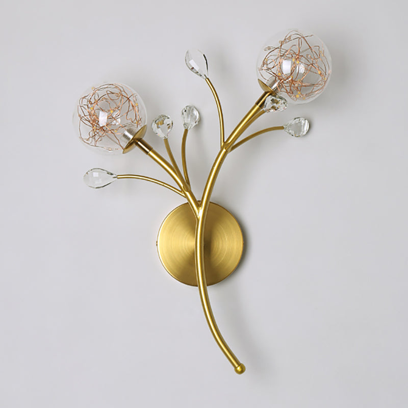 Glass Round Shape Wall Light Modern Style 2-Lights Wall Mounted Light Fixture