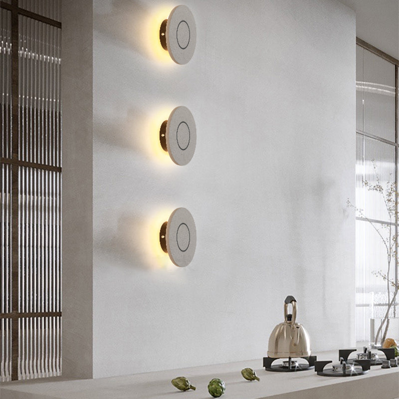 Concrete Circular Wall Sconce Simplicity Living Room LED Wall Lamp