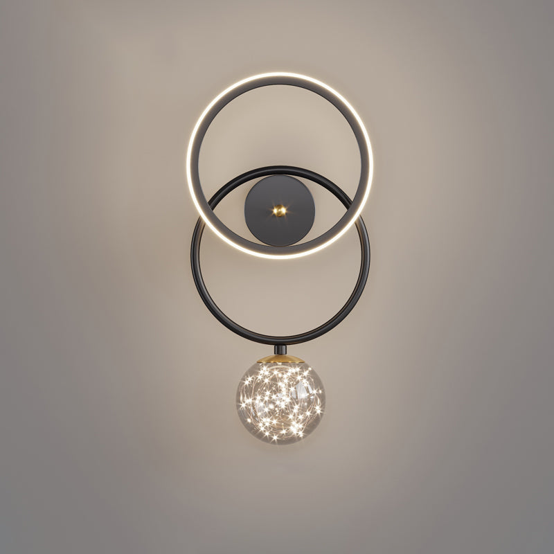 Glass Round Shape Wall Light Modern Style 2-Lights Wall Mount Light Fixture