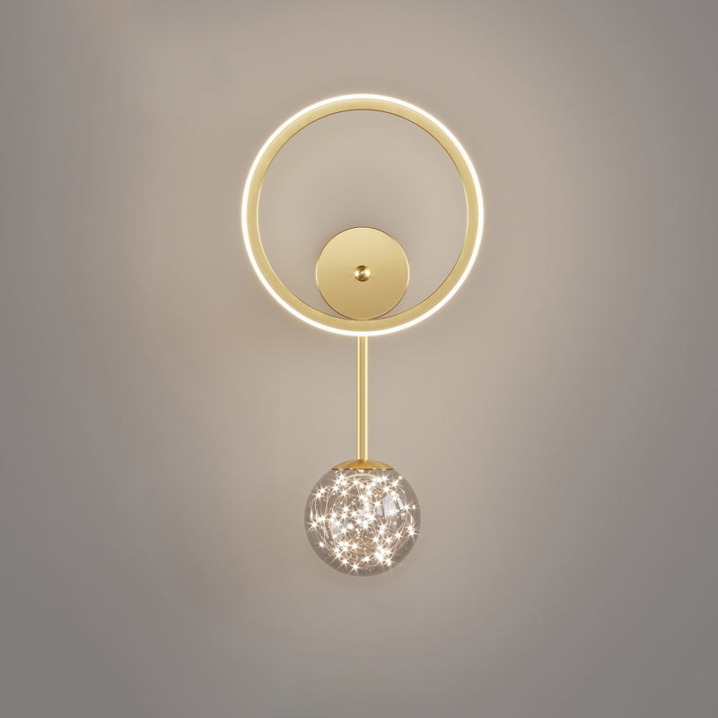 Glass Round Shape Wall Light Modern Style 2-Lights Wall Mount Light Fixture