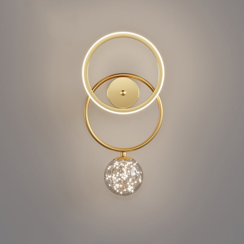 Glass Round Shape Wall Light Modern Style 2-Lights Wall Mount Light Fixture