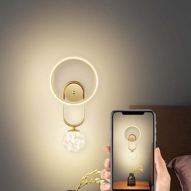 Glass Round Shape Wall Light Modern Style 2-Lights Wall Mount Light Fixture