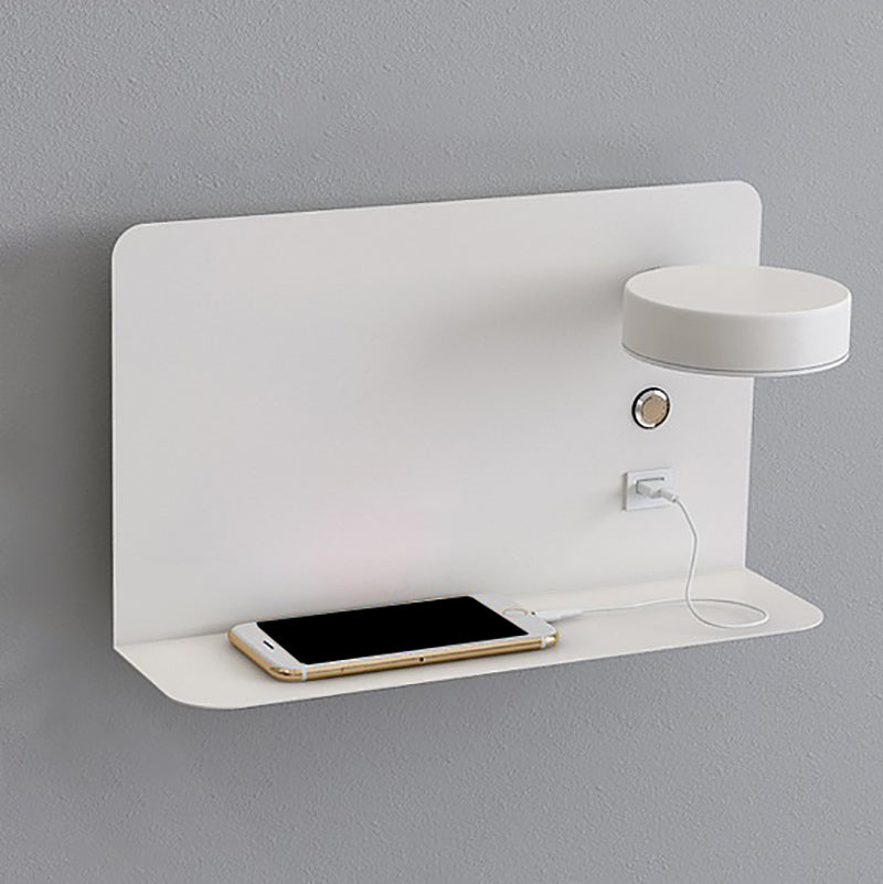 Bedside Reading Wall Light Rotatable Nordic LED Sconce with Shelf and USB Charging Port