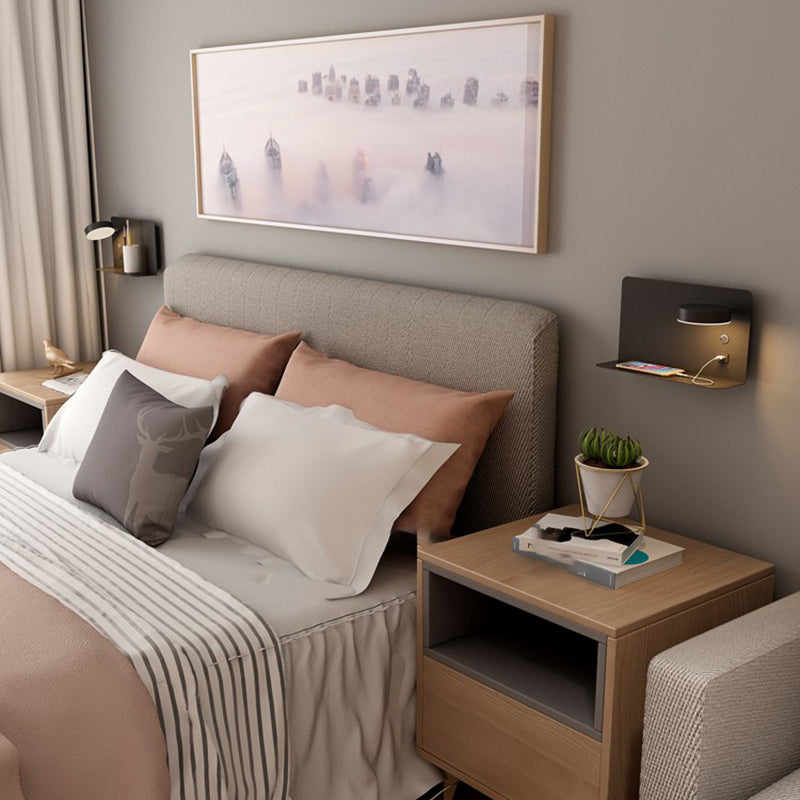 Bedside Reading Wall Light Rotatable Nordic LED Sconce with Shelf and USB Charging Port