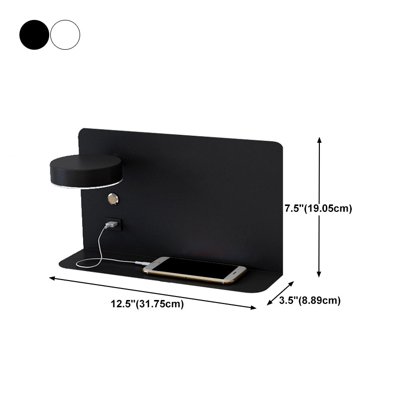 Bedside Reading Wall Light Rotatable Nordic LED Sconce with Shelf and USB Charging Port