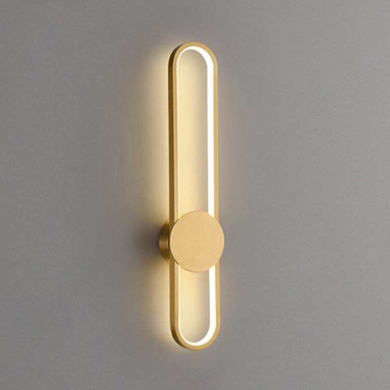 Nordic Style Brass Wall Light Linear Single Light LED Wall Sconce for Living Room