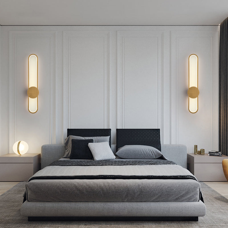 Nordic Style Brass Wall Light Linear Single Light LED Wall Sconce for Living Room
