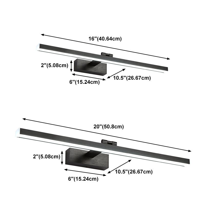 Black Vanity Light Modern LED Mirror Front Light with Plastic Shade for Bathroom