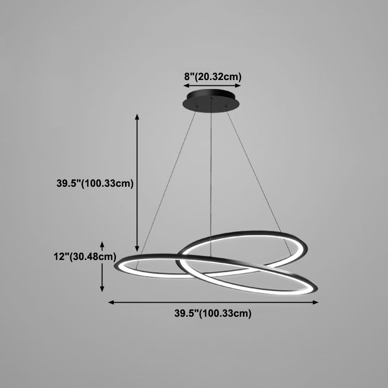 Minimalist Linear Chandelier Metal Black LED Chandelier Pendant for Living Room