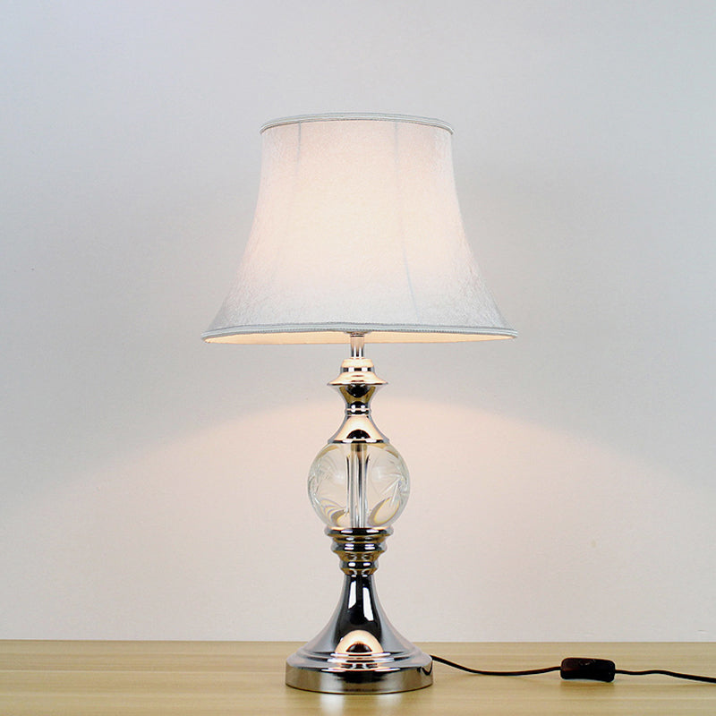 1 Head Study Task Lighting Modern White Reading Book Light with Bell Fabric Shade