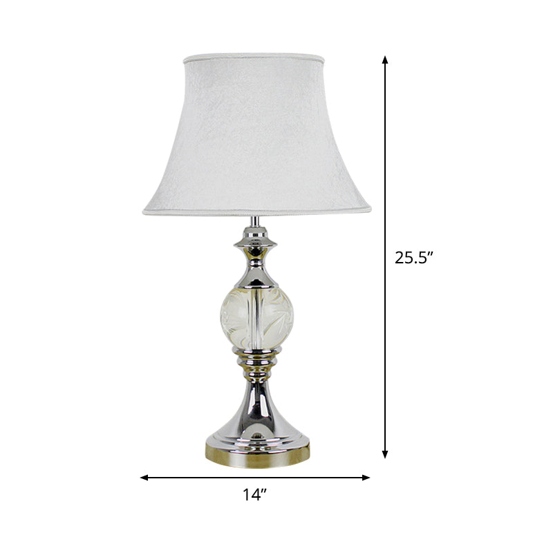 1 Head Study Task Lighting Modern White Reading Book Light with Bell Fabric Shade