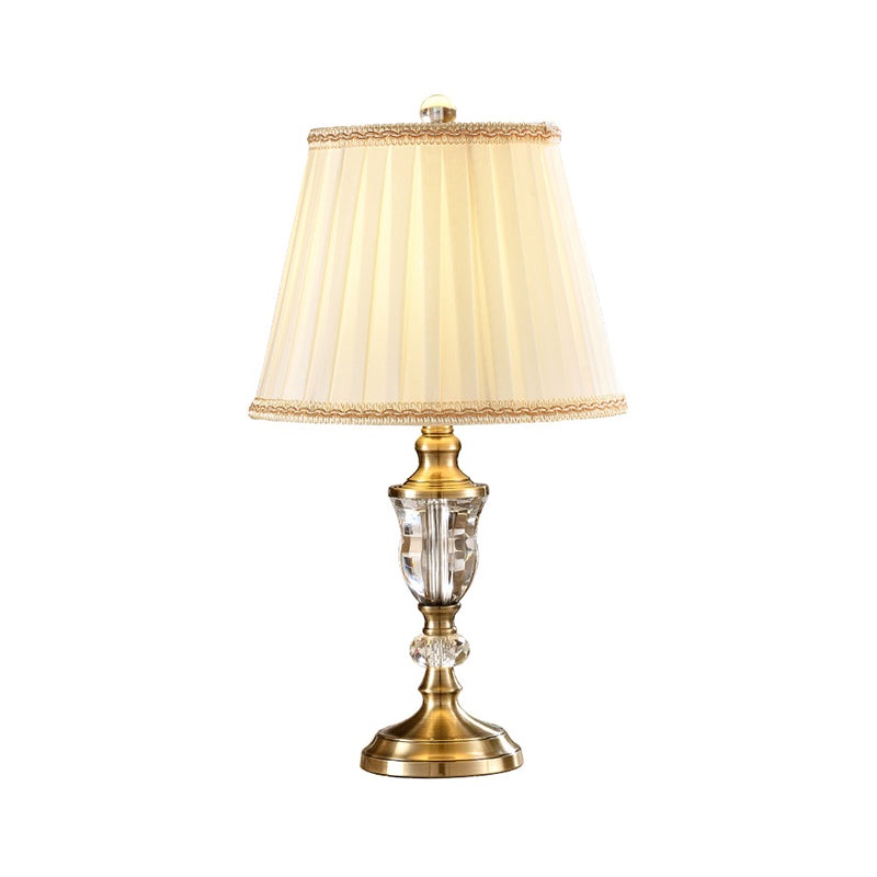 Tissu plissé lampe à tâche contemporaine 1 Livre de lecture de bulbe Lumière en beige pour étudier