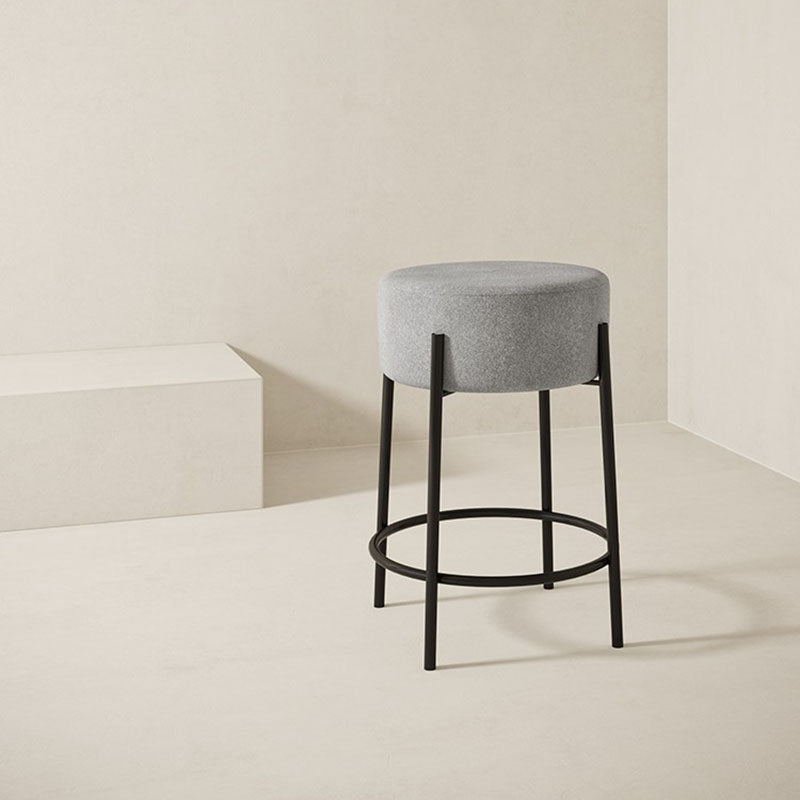 Modern Armless Backless Counter Stool Iron Cafe Bar Stool with Cushion and Pedal