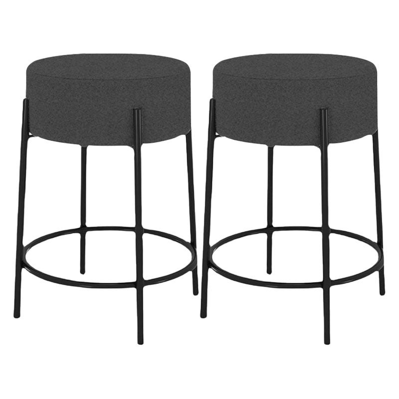 Modern Armless Backless Counter Stool Iron Cafe Bar Stool with Cushion and Pedal