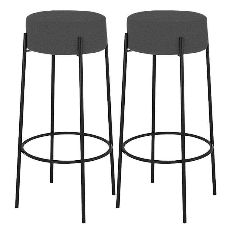 Modern Armless Backless Counter Stool Iron Cafe Bar Stool with Cushion and Pedal