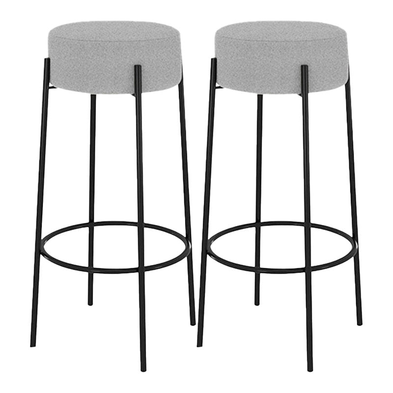 Modern Armless Backless Counter Stool Iron Cafe Bar Stool with Cushion and Pedal