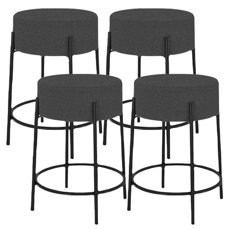 Modern Armless Backless Counter Stool Iron Cafe Bar Stool with Cushion and Pedal