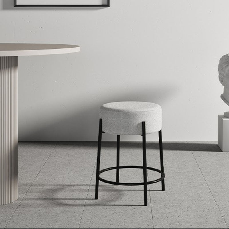 Modern Armless Backless Counter Stool Iron Cafe Bar Stool with Cushion and Pedal
