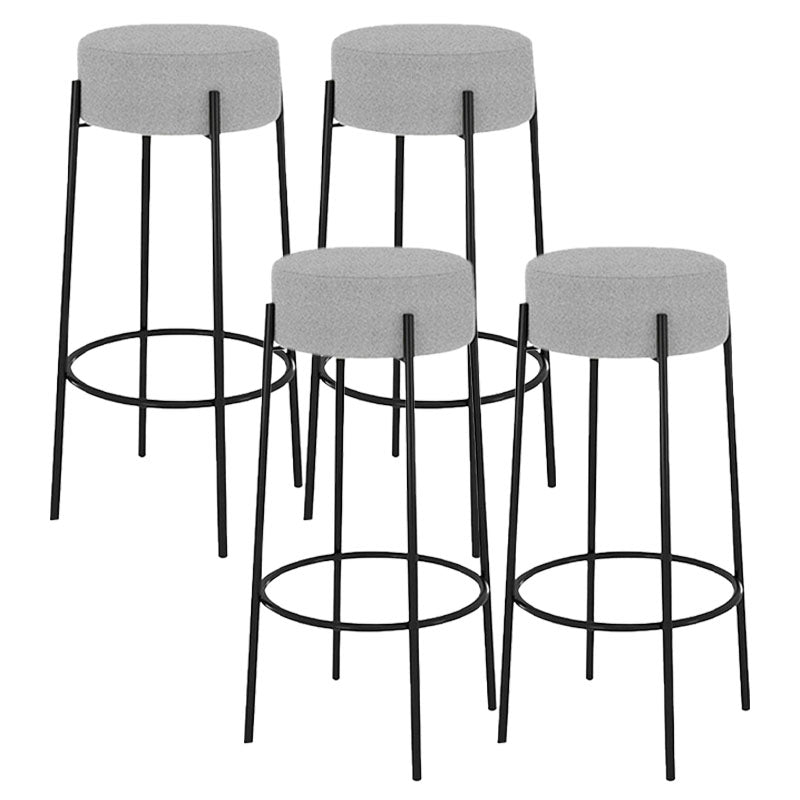 Modern Armless Backless Counter Stool Iron Cafe Bar Stool with Cushion and Pedal