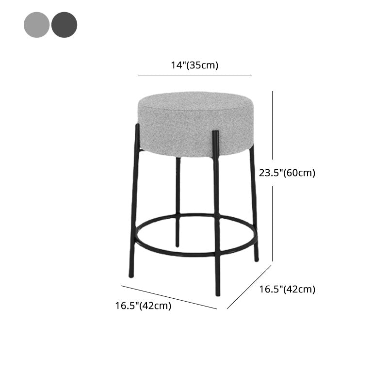 Modern Armless Backless Counter Stool Iron Cafe Bar Stool with Cushion and Pedal