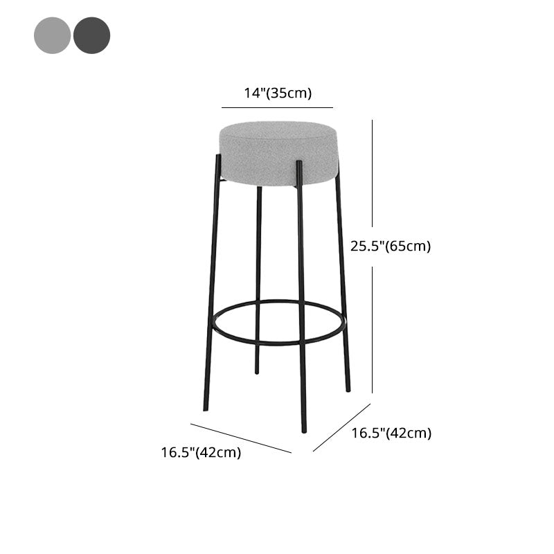 Modern Armless Backless Counter Stool Iron Cafe Bar Stool with Cushion and Pedal