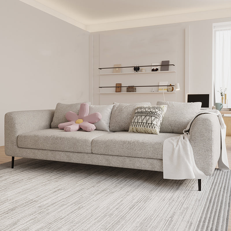 Modern Cotton Square Arm Sofa Pillow Back Settee for Living Room