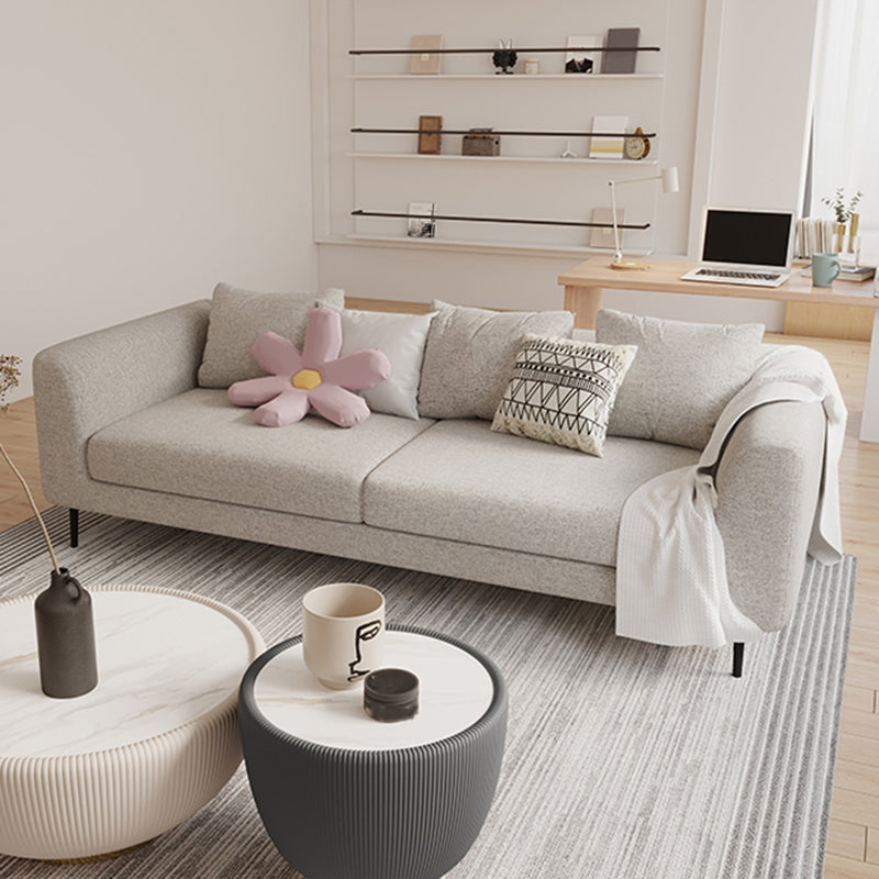 Modern Cotton Square Arm Sofa Pillow Back Settee for Living Room