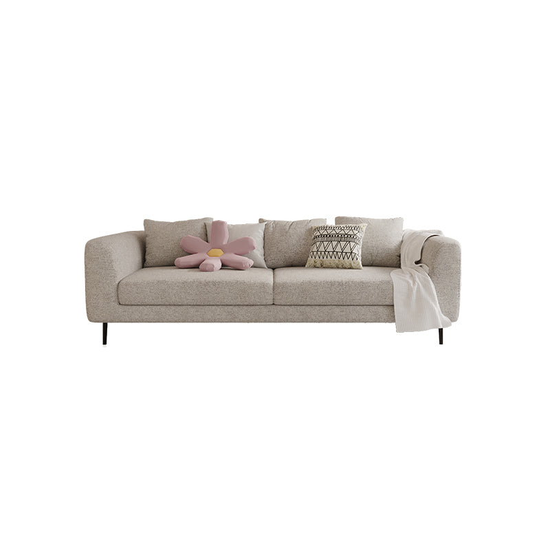 Modern Cotton Square Arm Sofa Pillow Back Settee for Living Room