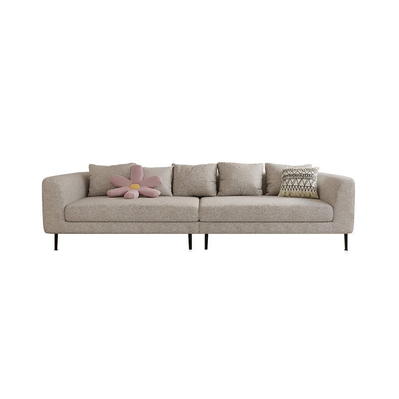 Modern Cotton Square Arm Sofa Pillow Back Settee for Living Room