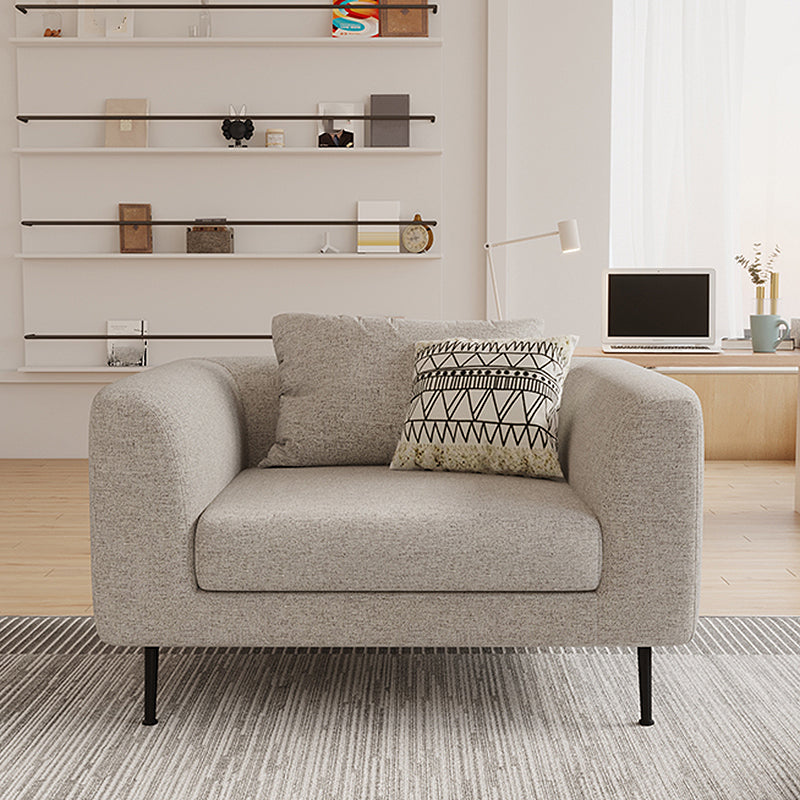 Modern Cotton Square Arm Sofa Pillow Back Settee for Living Room