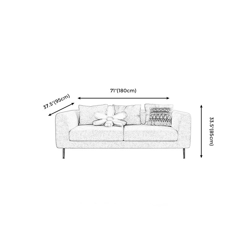 Modern Cotton Square Arm Sofa Pillow Back Settee for Living Room