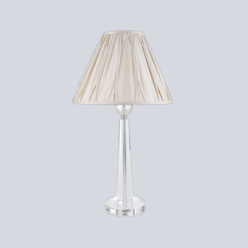 Brede flare kristal taak licht eenvoud stof 1 bol beige nachtkastje lamp voor bed
