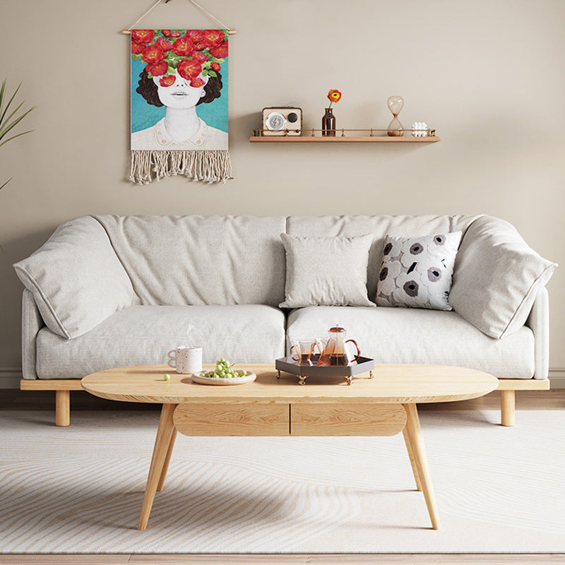 Living Room Cotton Couch Pillow Top Arm Sofa with Solid Wood Legs