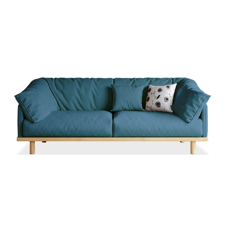Living Room Cotton Couch Pillow Top Arm Sofa with Solid Wood Legs