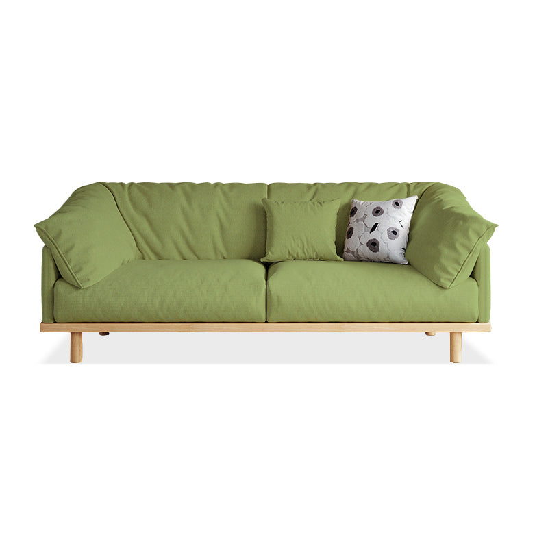 Living Room Cotton Couch Pillow Top Arm Sofa with Solid Wood Legs