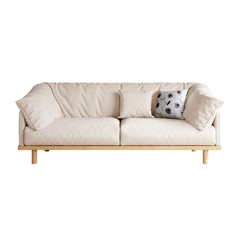 Living Room Cotton Couch Pillow Top Arm Sofa with Solid Wood Legs